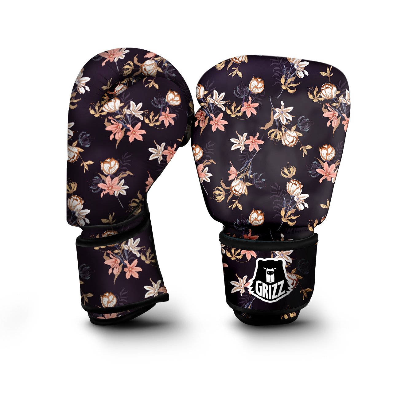 Wild Flower Print Pattern Boxing Gloves-grizzshop