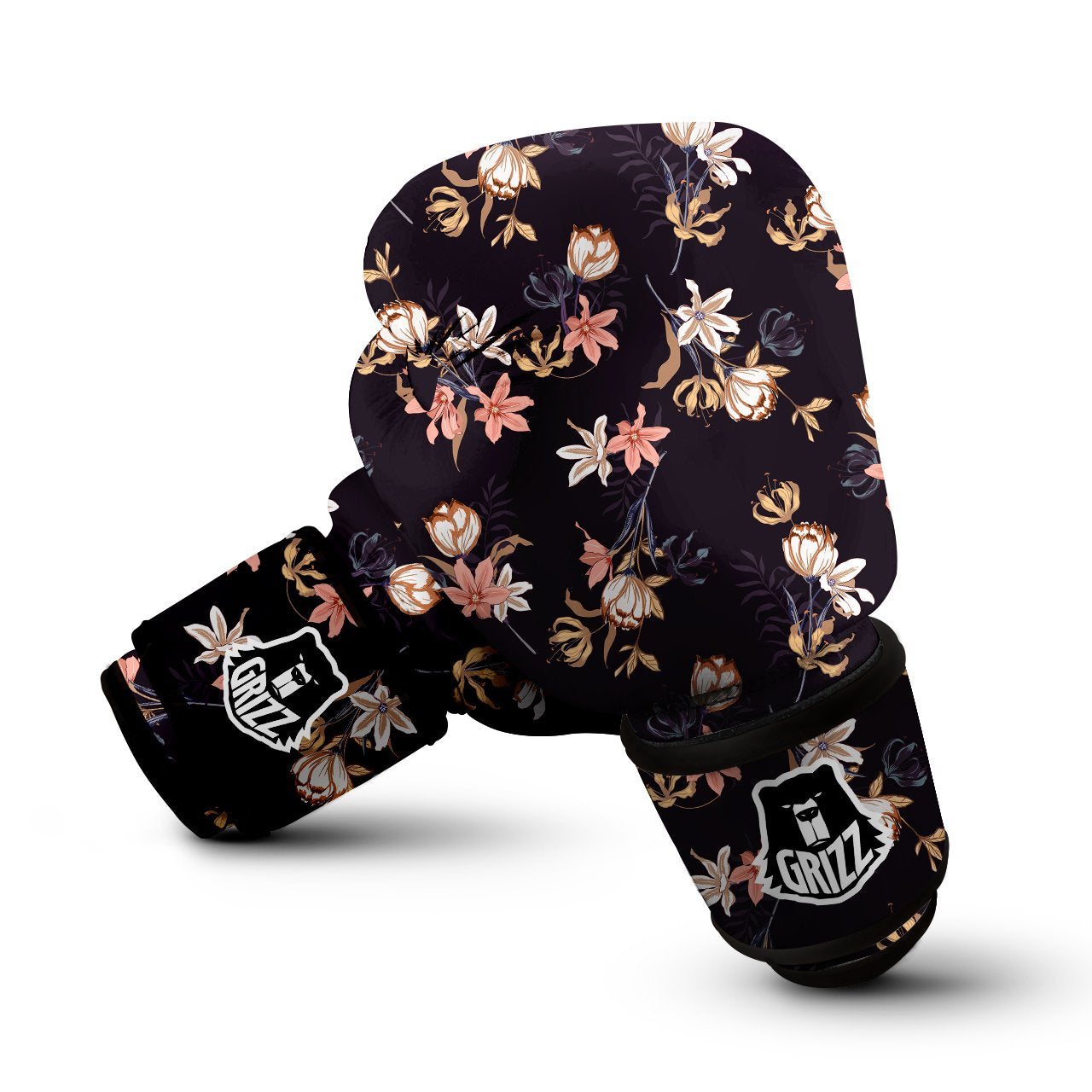 Wild Flower Print Pattern Boxing Gloves-grizzshop