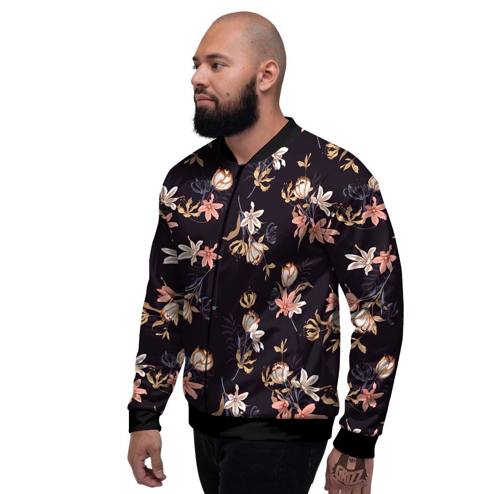 Wild Flower Print Pattern Men's Bomber Jacket-grizzshop