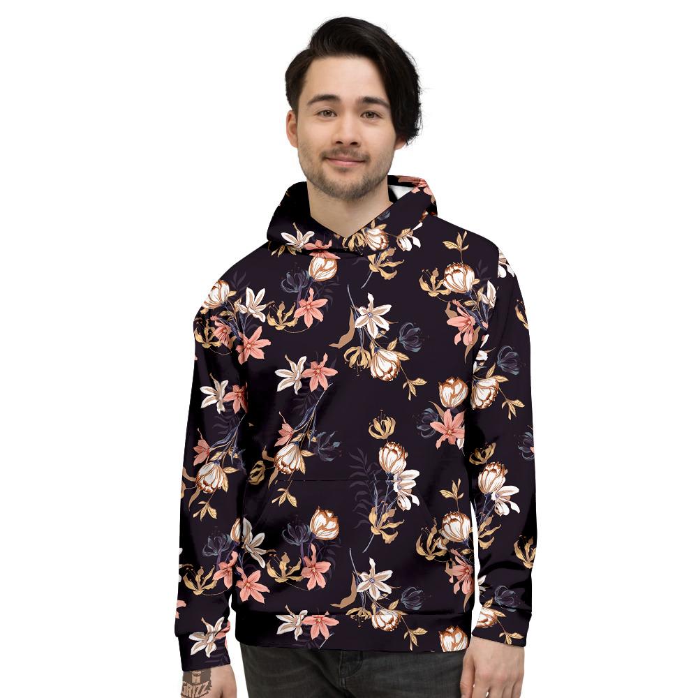 Wild Flower Print Pattern Men's Hoodie-grizzshop