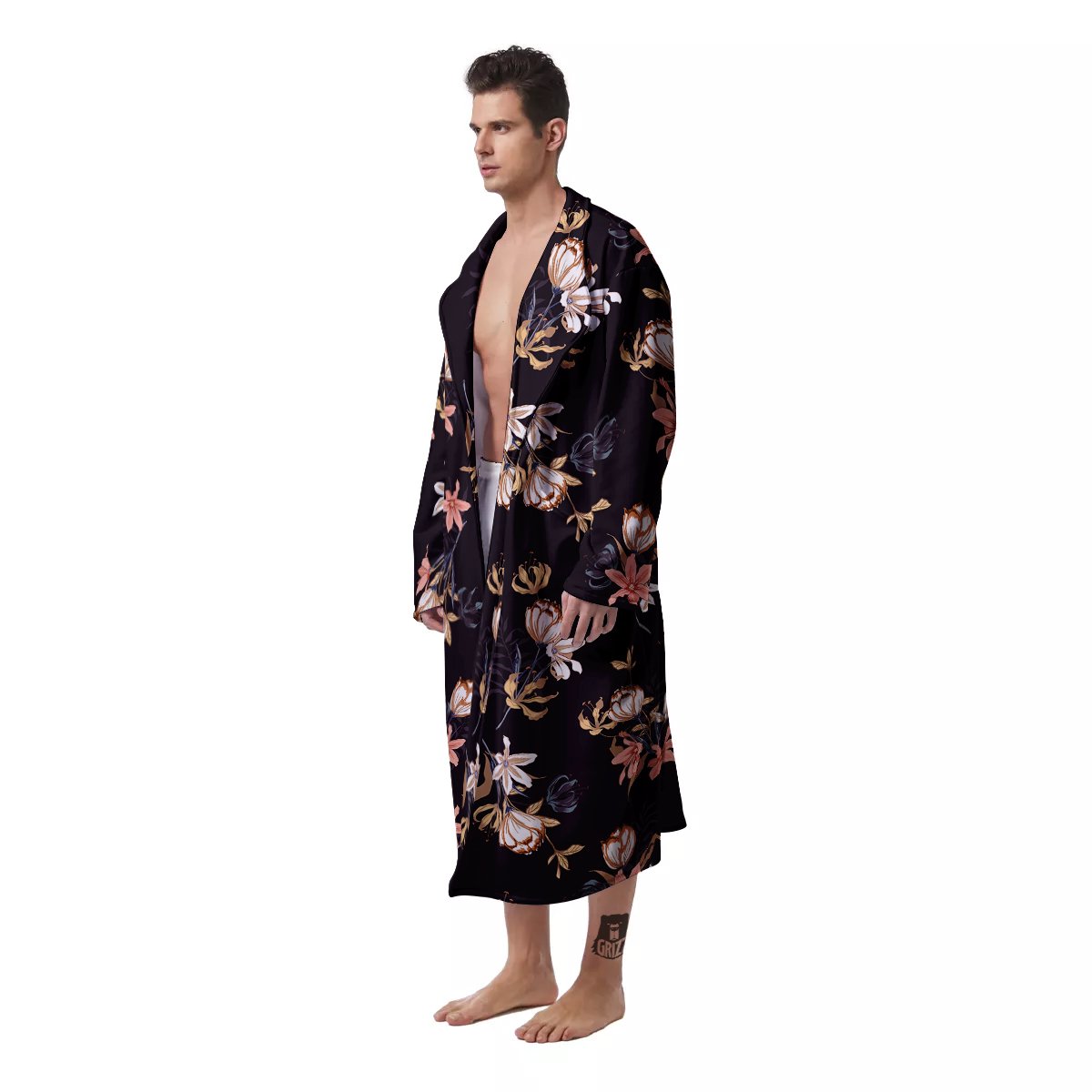 Wild Flower Print Pattern Men's Robe-grizzshop