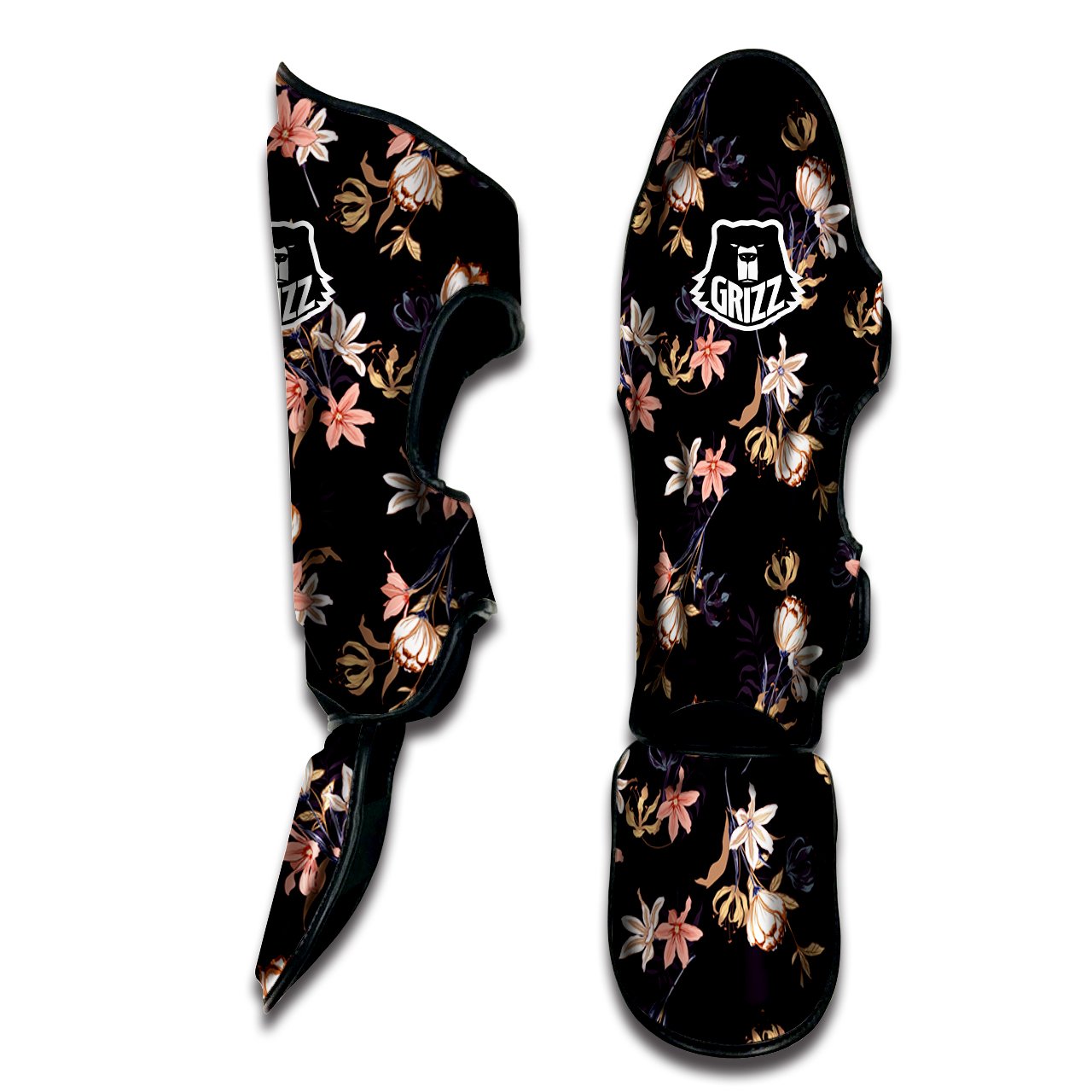 Wild Flower Print Pattern Muay Thai Shin Guards-grizzshop