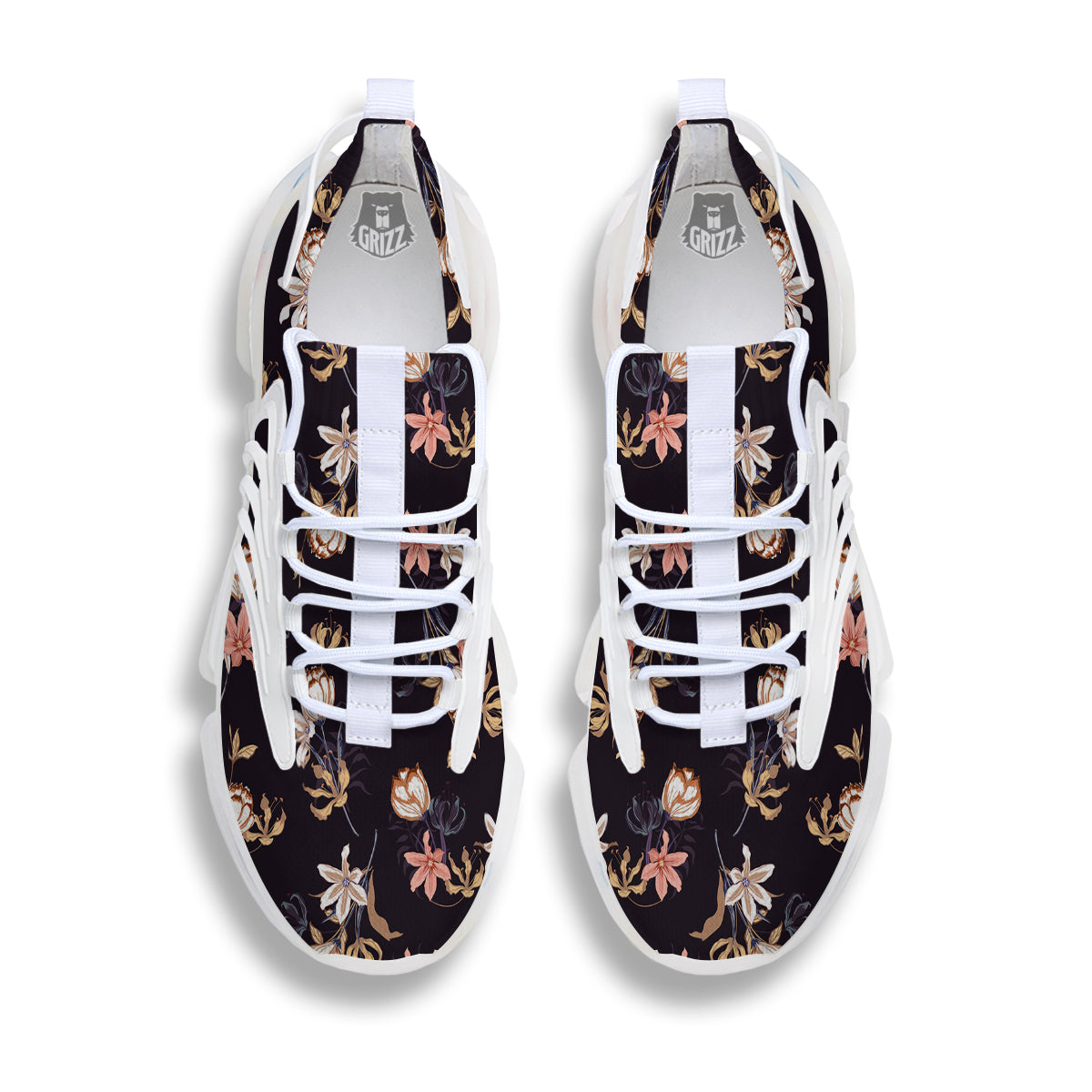Wild Flower Print Pattern White Gym Shoes-grizzshop