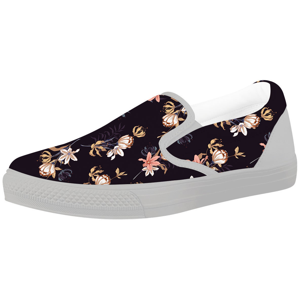 Wild Flower Print Pattern White Slip On Shoes-grizzshop