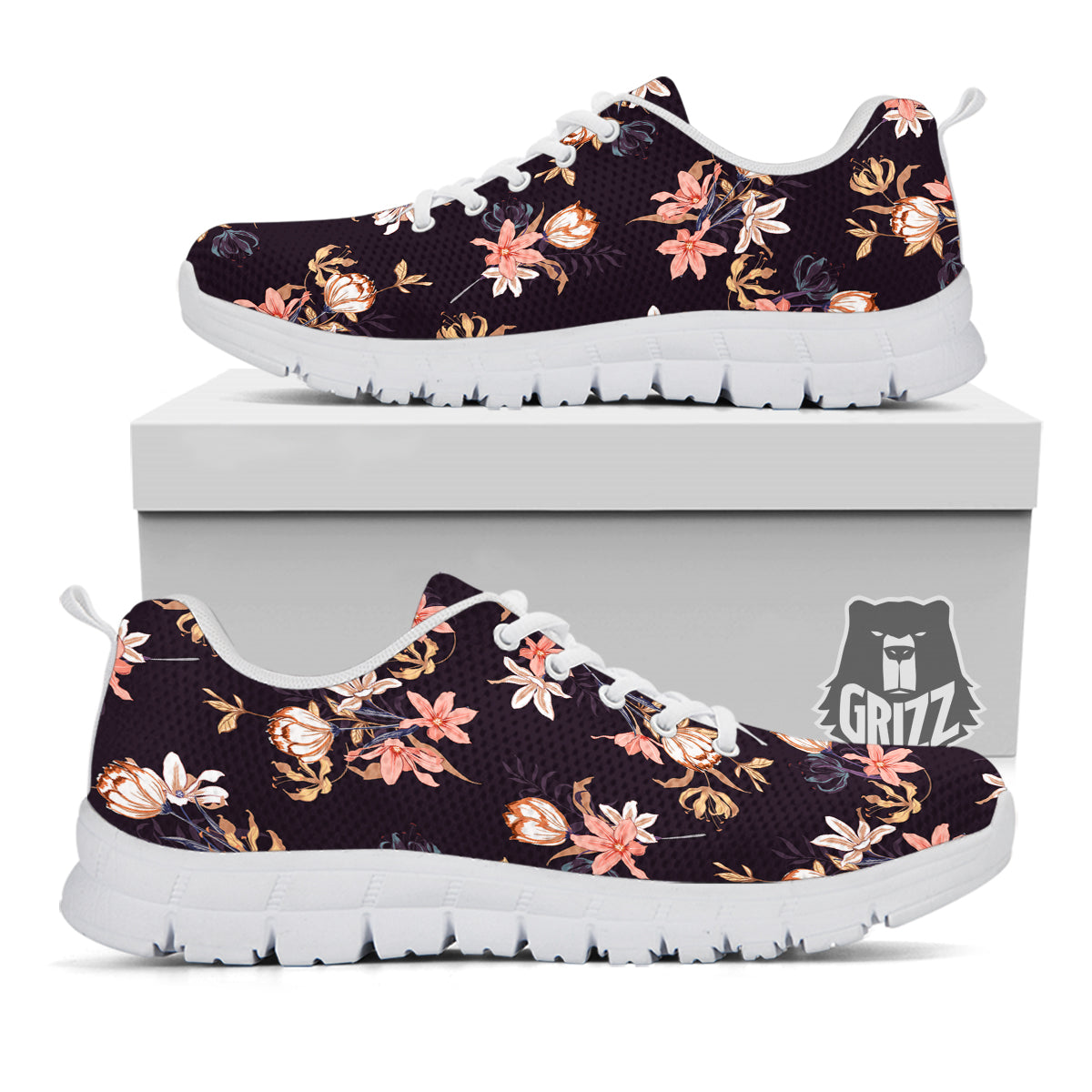 Wild Flower Print Pattern White Sneaker-grizzshop