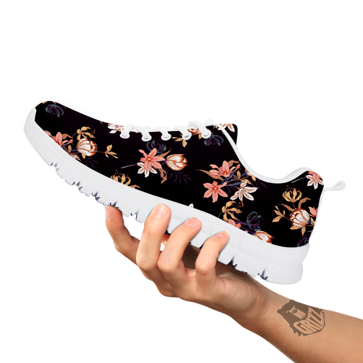 Wild Flower Print Pattern White Sneaker-grizzshop