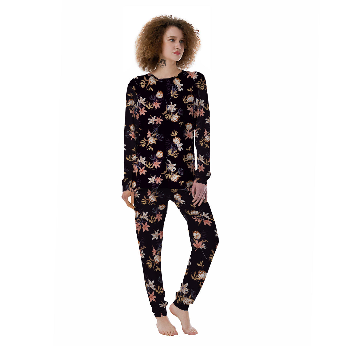 Wild Flower Print Pattern Women's Pajamas-grizzshop