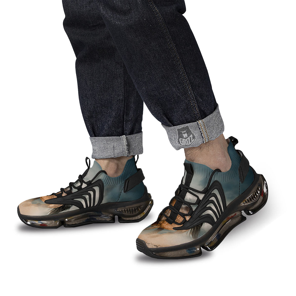 Wild Horses Running Print Black Gym Shoes-grizzshop