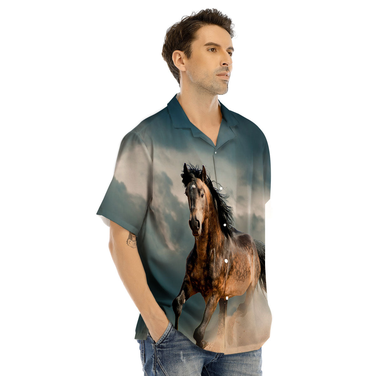 Wild Horses Running Print Men's Hawaiian Shirt-grizzshop