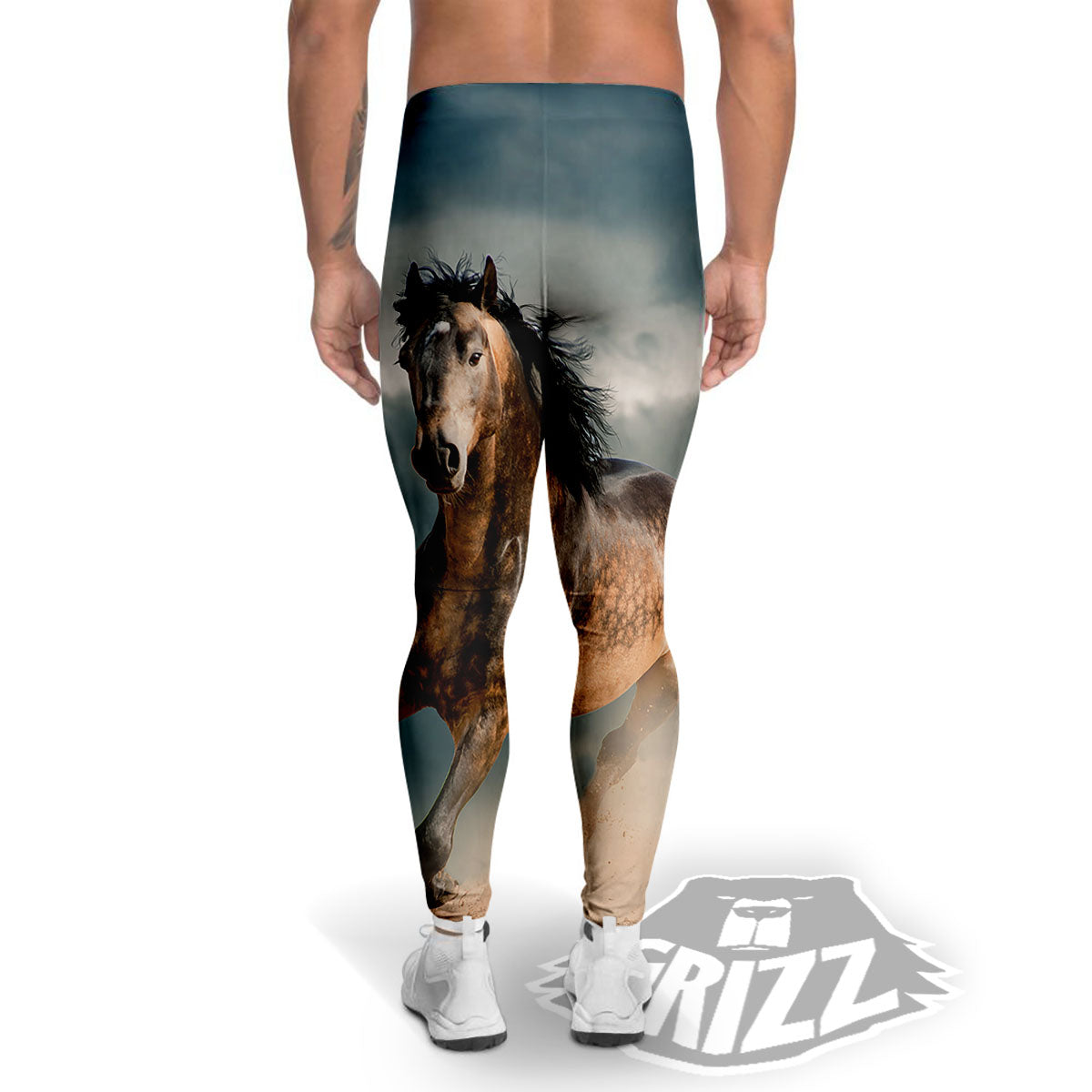 Wild Horses Running Print Men's Leggings-grizzshop