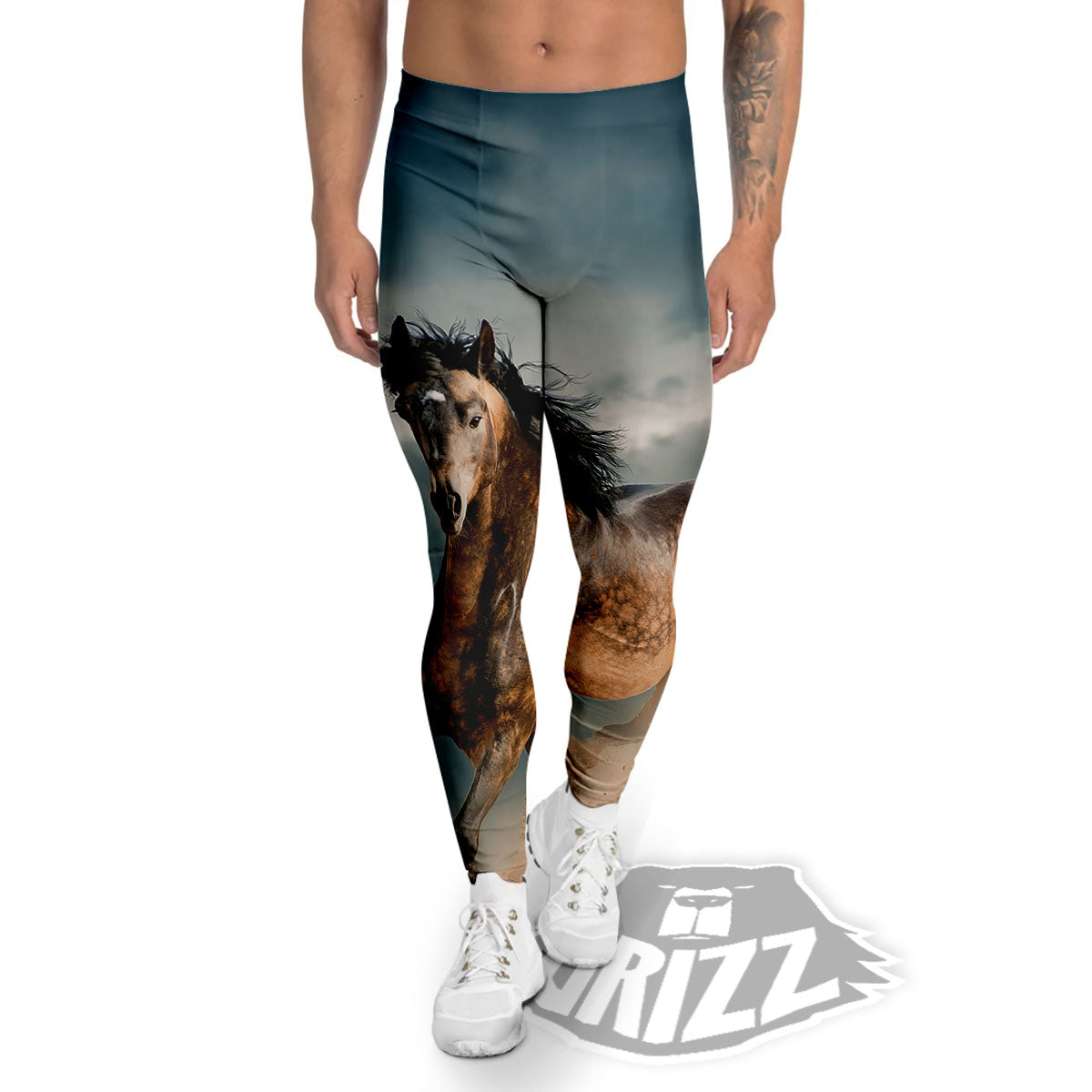 Wild Horses Running Print Men's Leggings-grizzshop