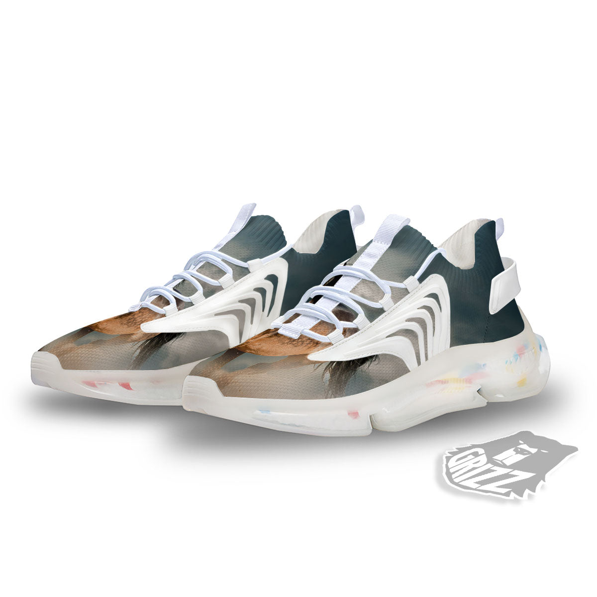 Wild Horses Running Print White Gym Shoes-grizzshop
