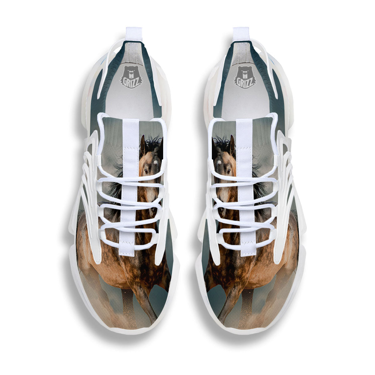 Wild Horses Running Print White Gym Shoes-grizzshop