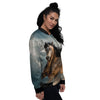 Wild Horses Running Print Women's Bomber Jacket-grizzshop