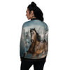 Wild Horses Running Print Women's Bomber Jacket-grizzshop