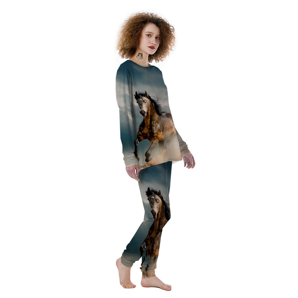 Wild Horses Running Print Women's Pajamas-grizzshop
