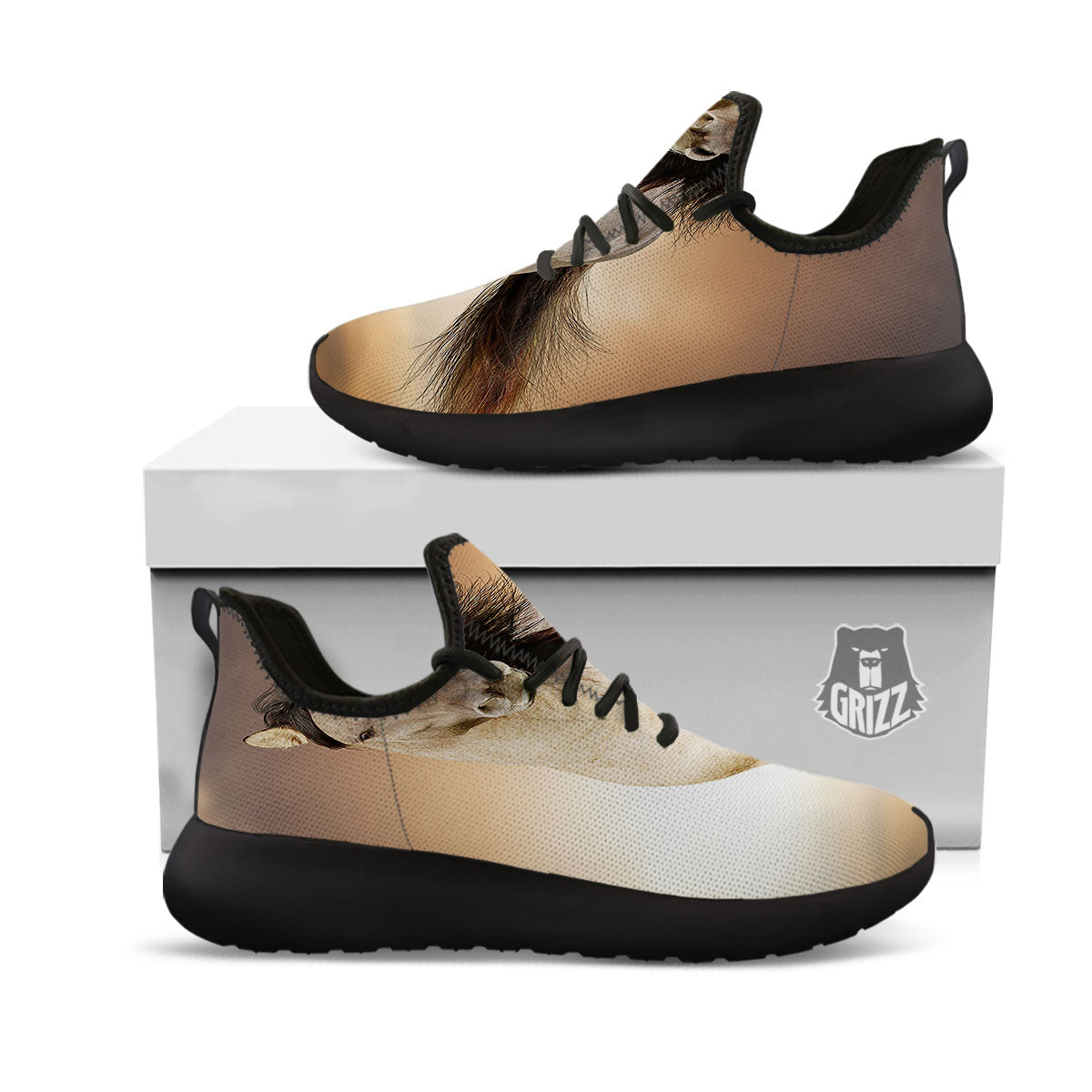 Wild Stallion Horse Running Print Black Athletic Shoes-grizzshop