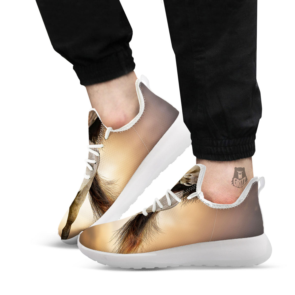 Wild Stallion Horse Running Print White Athletic Shoes-grizzshop