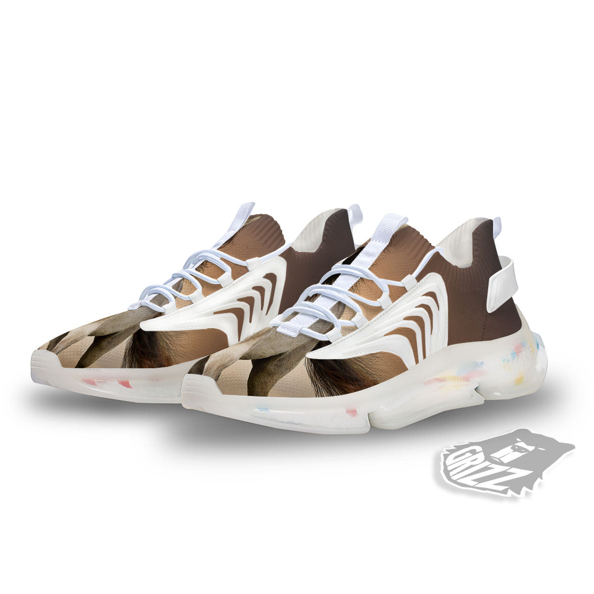 Wild Stallion Horse Running Print White Gym Shoes-grizzshop