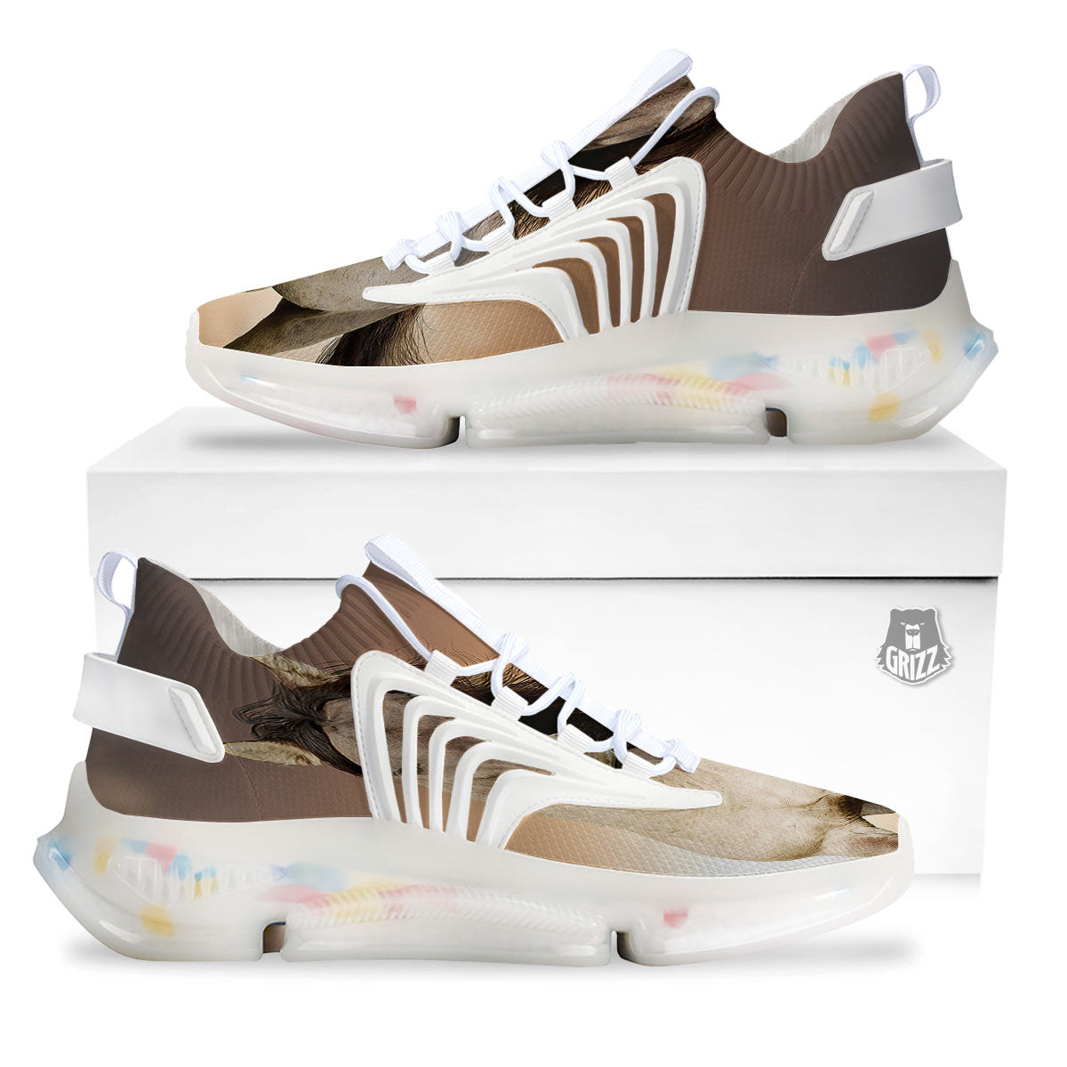 Wild Stallion Horse Running Print White Gym Shoes-grizzshop