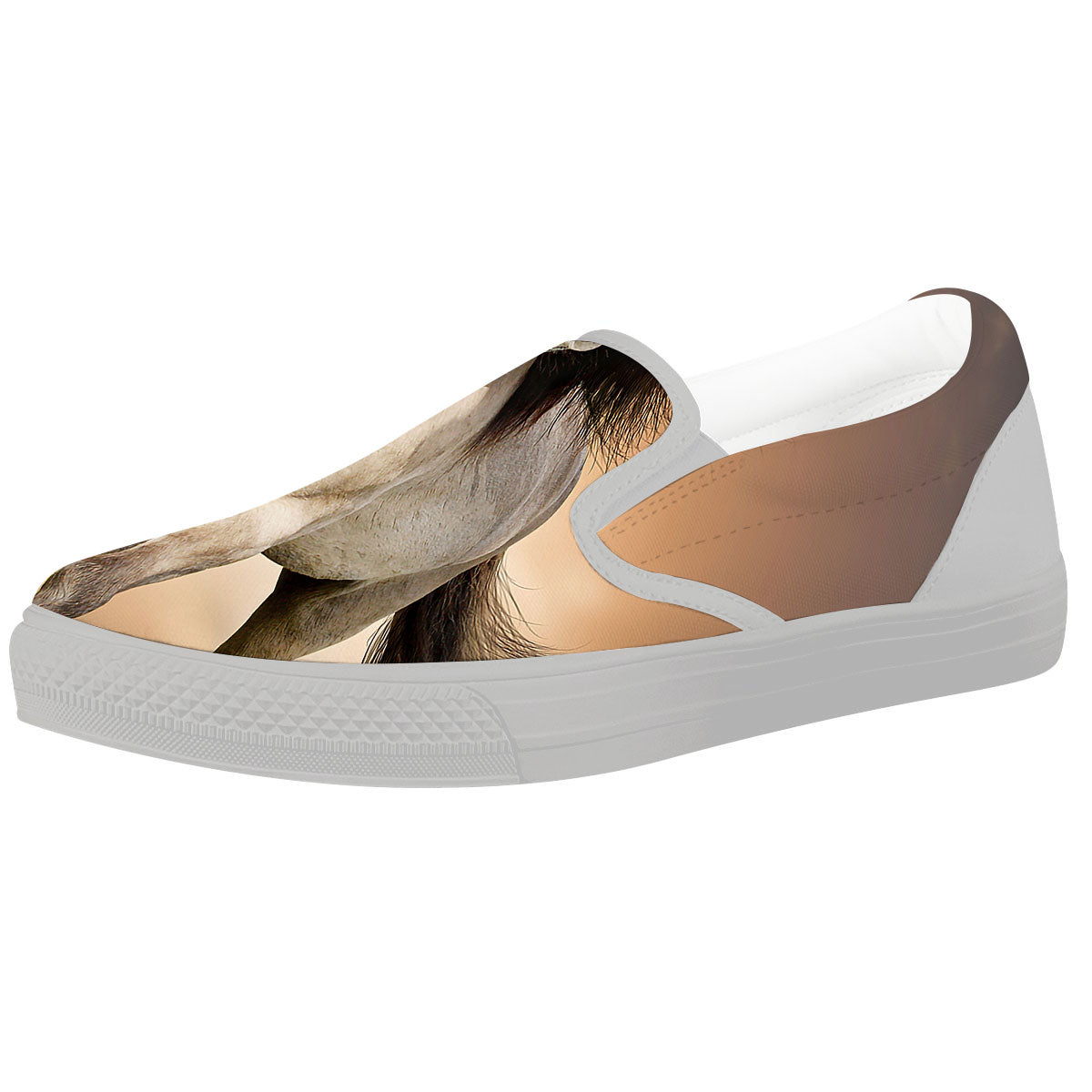 Wild Stallion Horse Running Print White Slip On Shoes-grizzshop