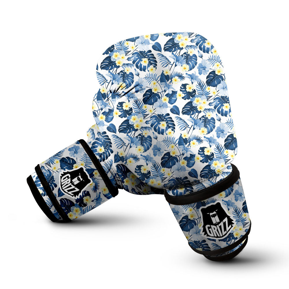 Wildflowers Blue Hawaiian Print Pattern Boxing Gloves-grizzshop