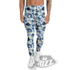 Wildflowers Blue Hawaiian Print Pattern Men's Leggings-grizzshop