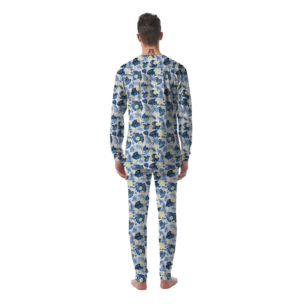 Wildflowers Blue Hawaiian Print Pattern Men's Pajamas-grizzshop