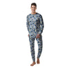 Wildflowers Blue Hawaiian Print Pattern Men's Pajamas-grizzshop