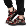 Wildlife Red Plaid Print Pattern Black Athletic Shoes-grizzshop