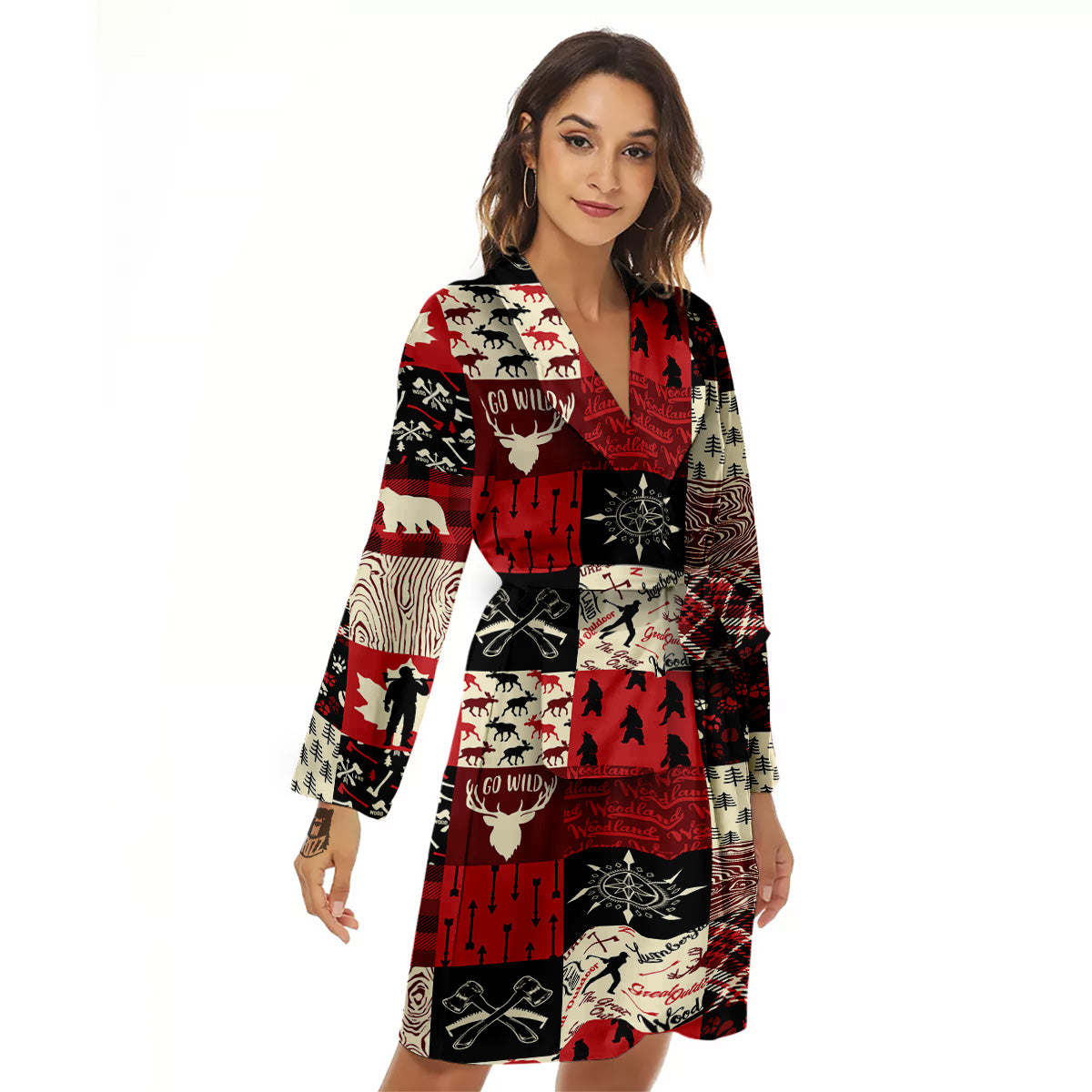 Wildlife Red Plaid Print Pattern Women's Robe-grizzshop