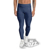 Windowpane Denim Print Pattern Men's Leggings-grizzshop