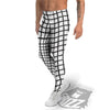 Windowpane Doodle Print Pattern Men's Leggings-grizzshop