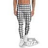 Windowpane Doodle Print Pattern Men's Leggings-grizzshop