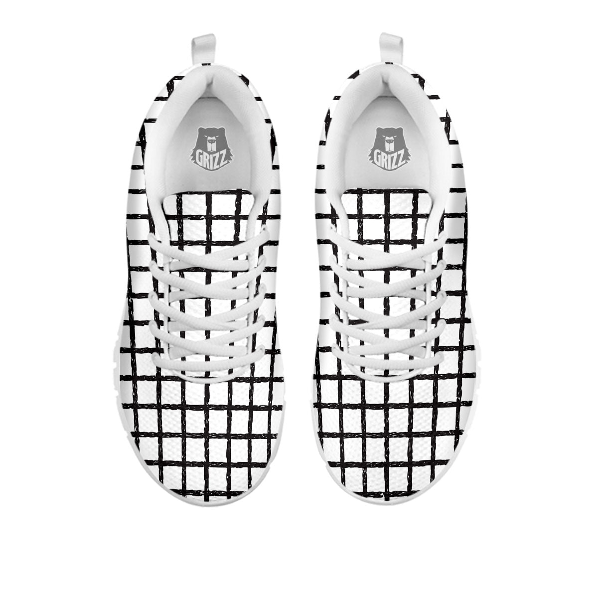Windowpane Doodle Print Pattern White Sneaker-grizzshop