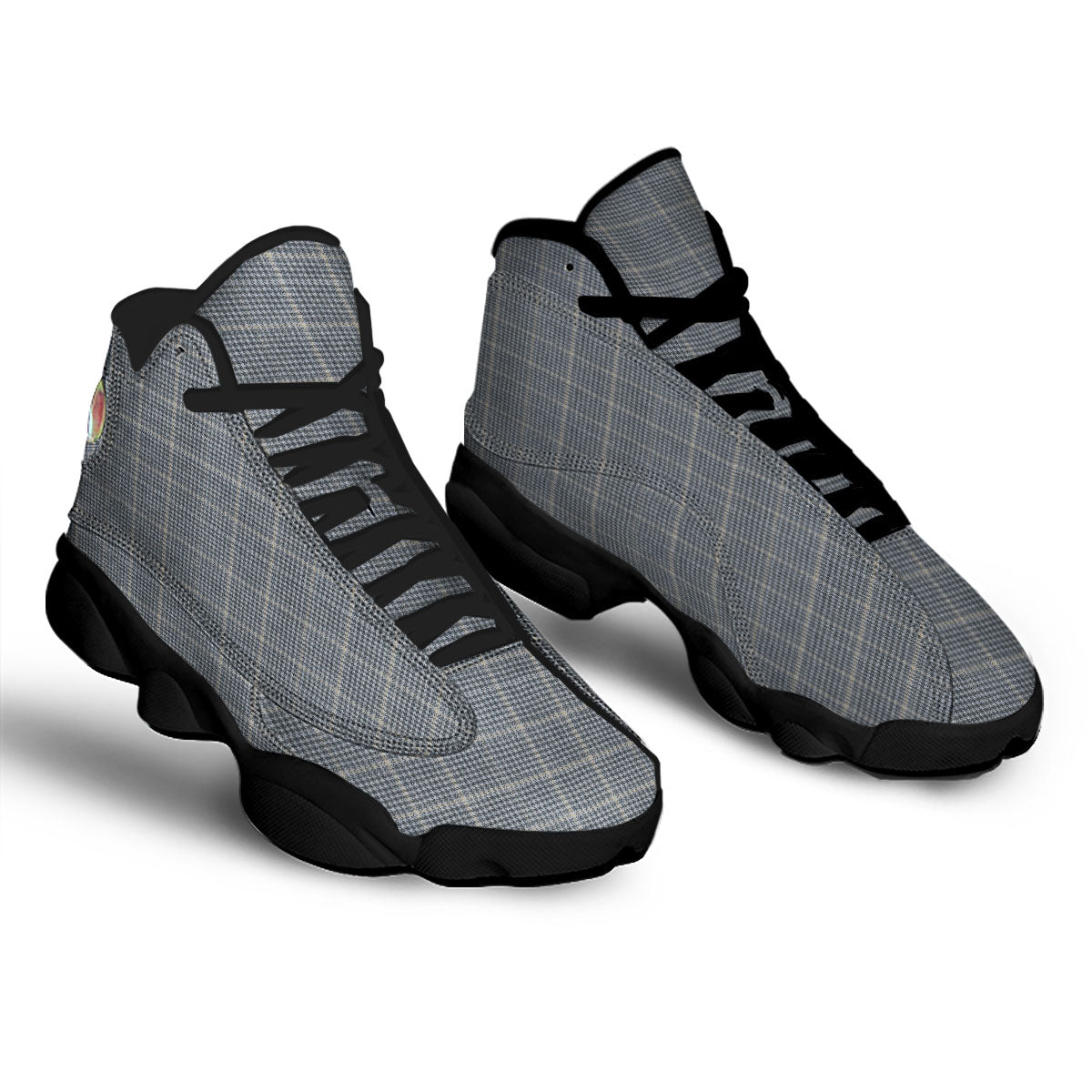Windowpane Grey Print Pattern Black Basketball Shoes-grizzshop