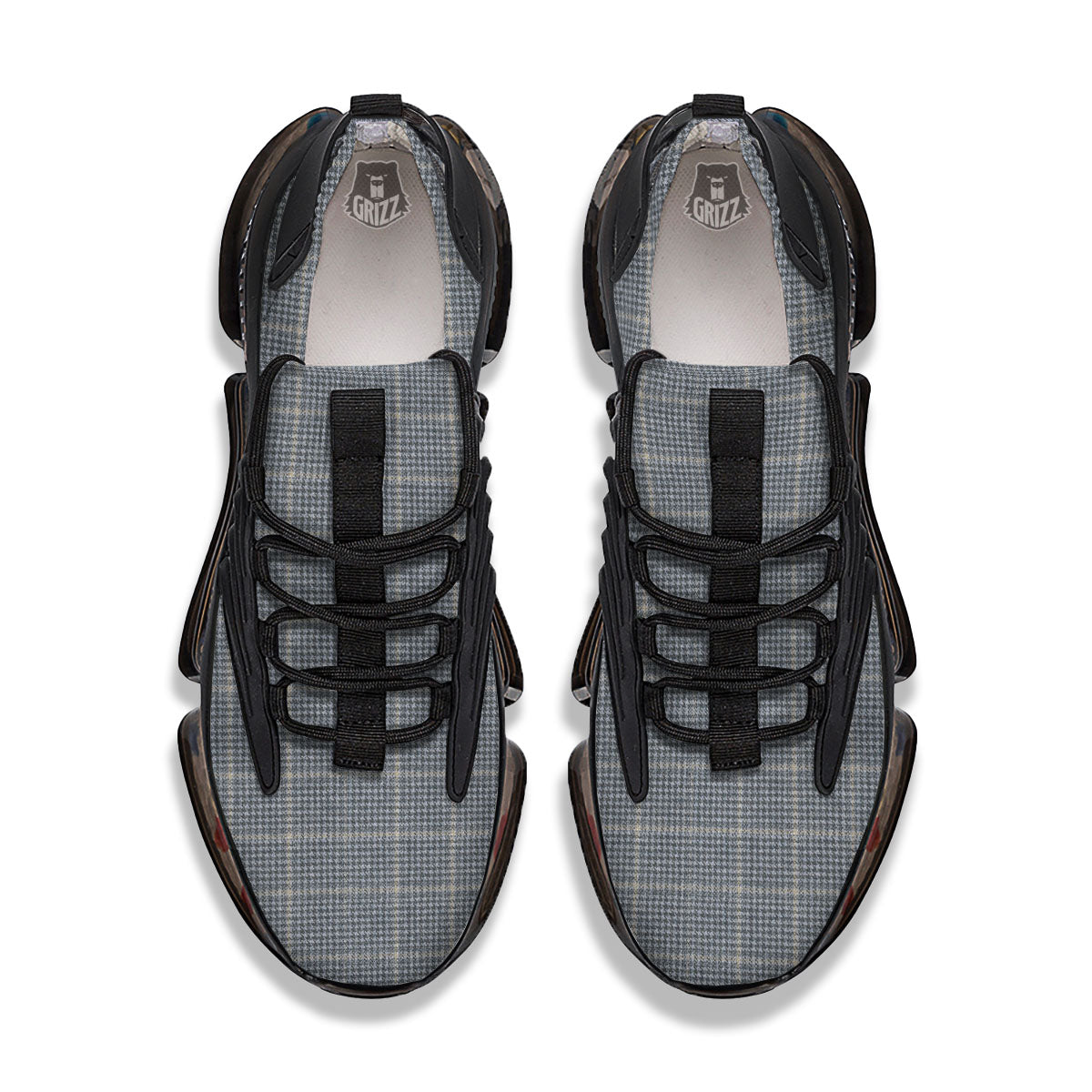 Windowpane Grey Print Pattern Black Gym Shoes-grizzshop