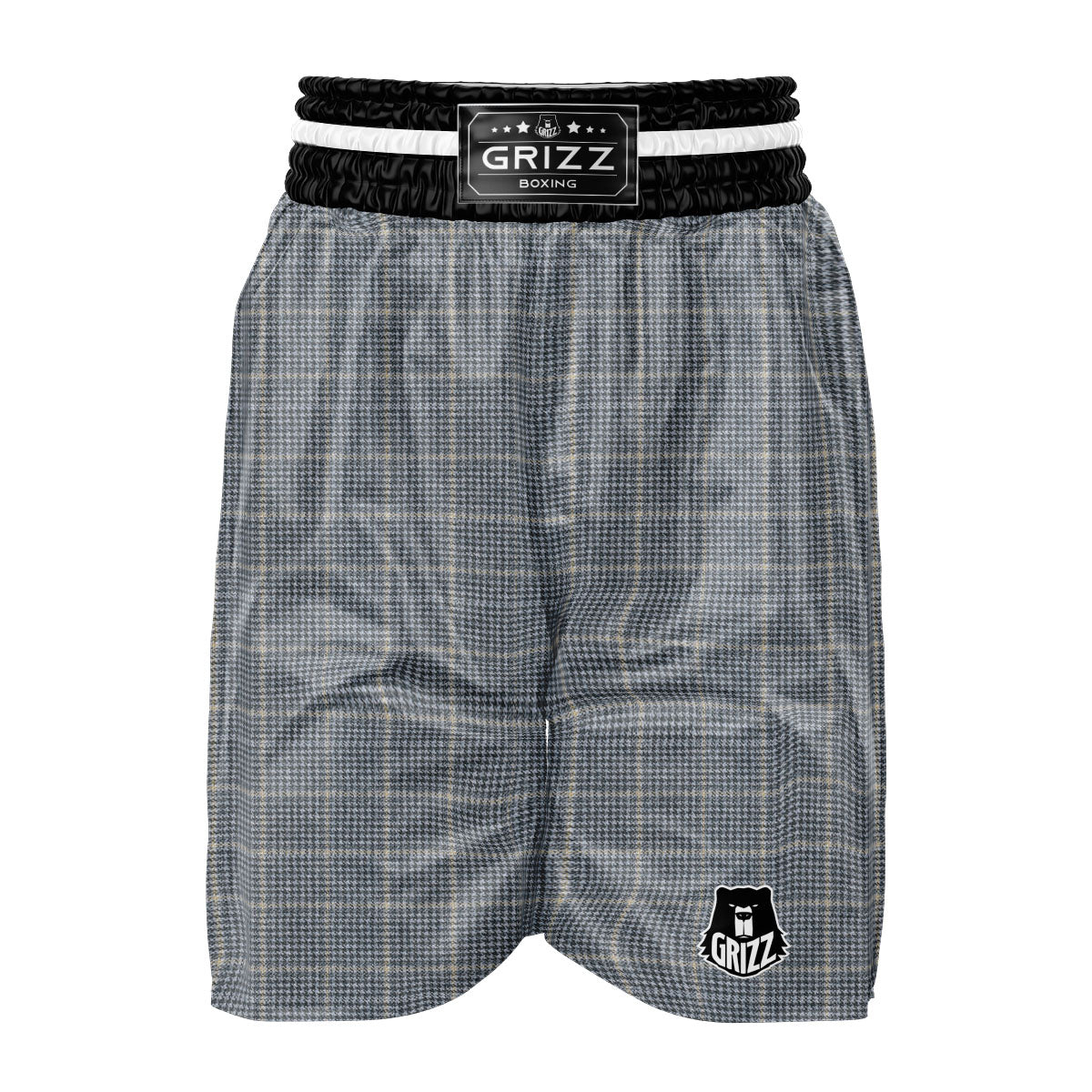 Windowpane Grey Print Pattern Boxing Shorts-grizzshop