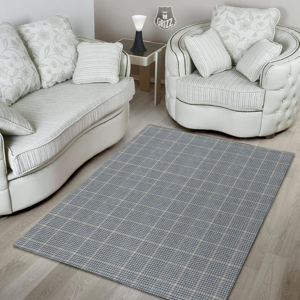 Windowpane Grey Print Pattern Floor Mat-grizzshop