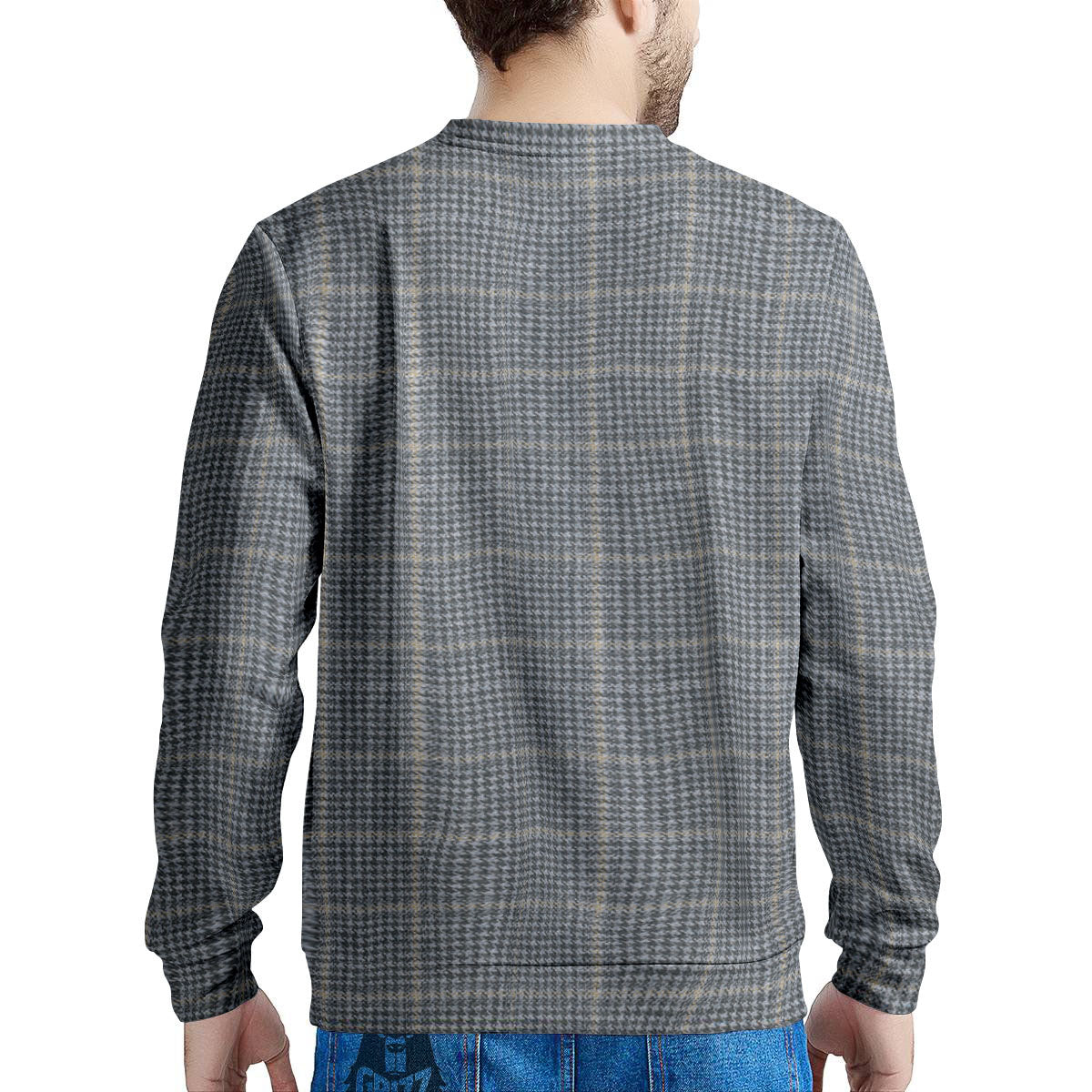 Windowpane Grey Print Pattern Men's Sweatshirt-grizzshop
