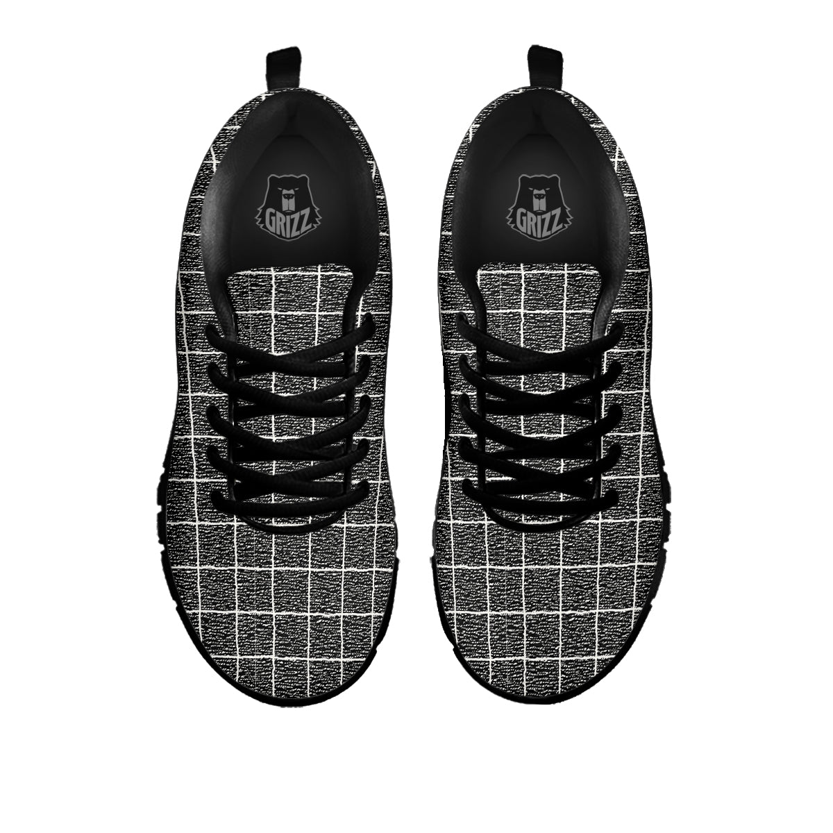 Windowpane Noisy Print Pattern Black Sneaker-grizzshop