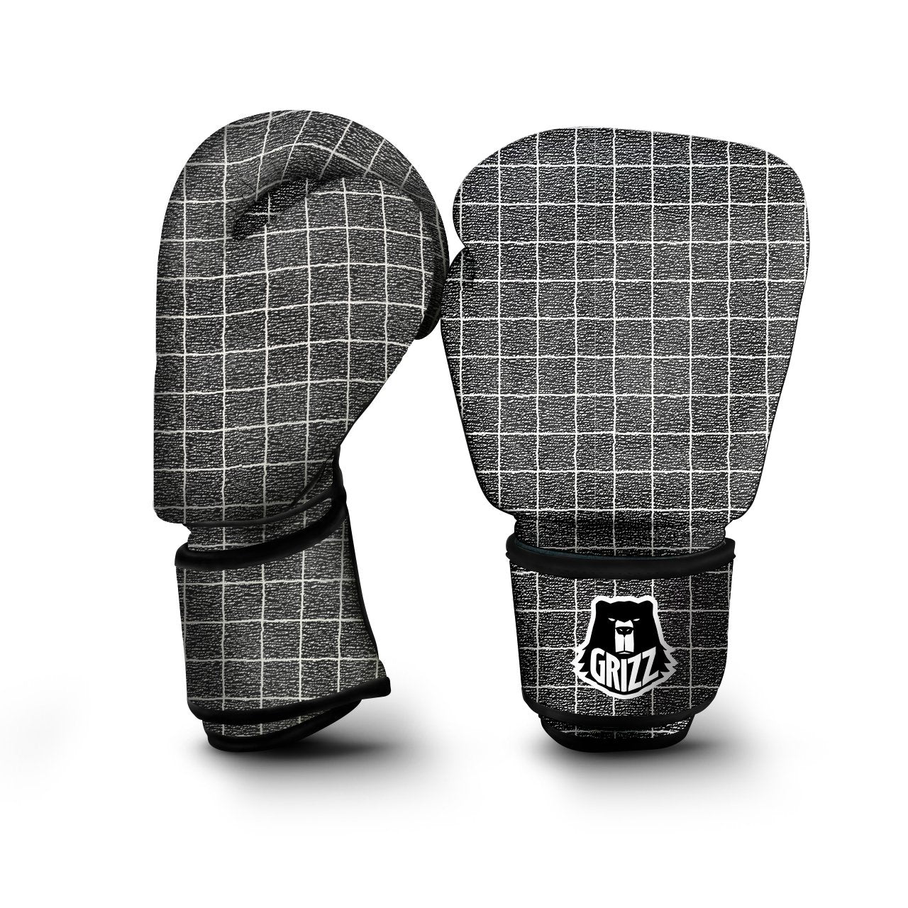 Windowpane Noisy Print Pattern Boxing Gloves-grizzshop
