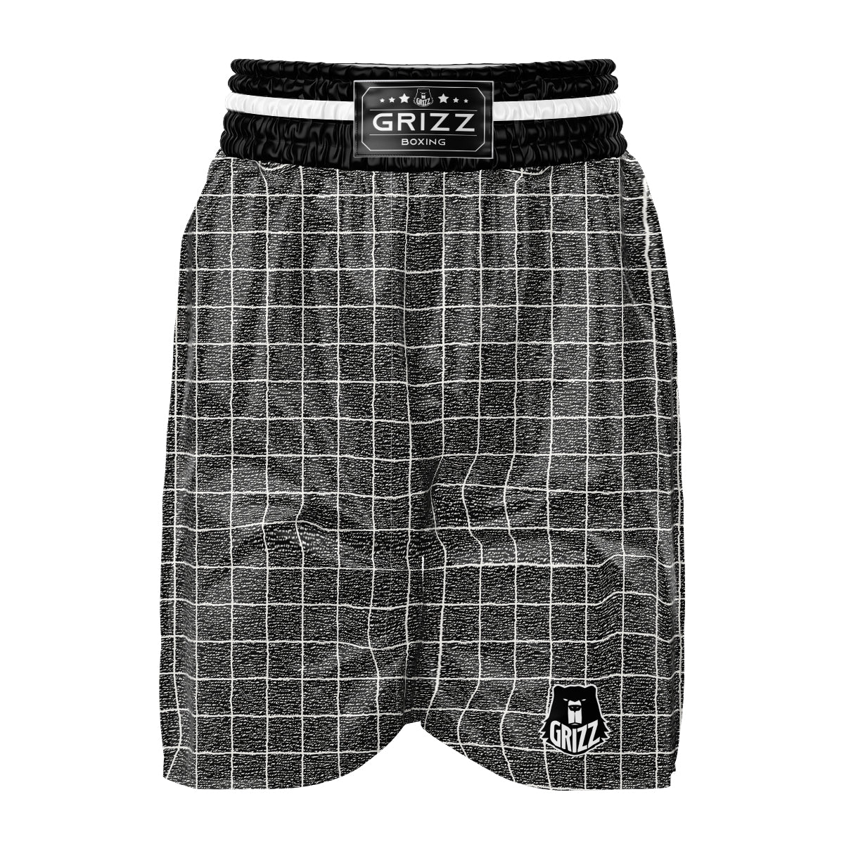 Windowpane Noisy Print Pattern Boxing Shorts-grizzshop