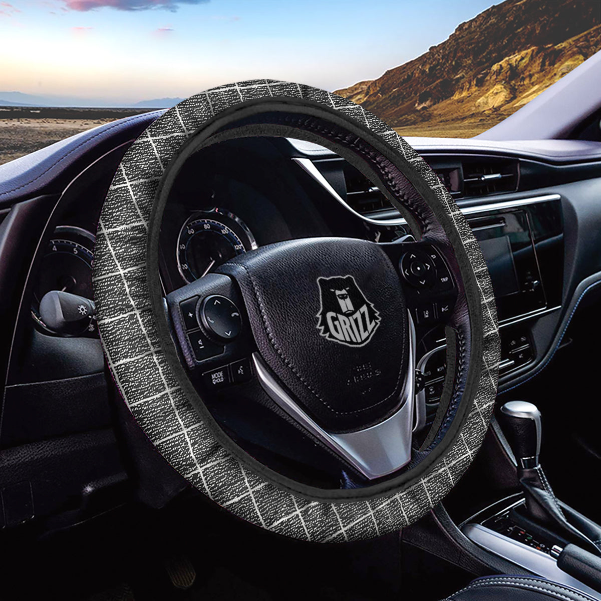Windowpane Noisy Print Pattern Car Steering Wheel Cover-grizzshop