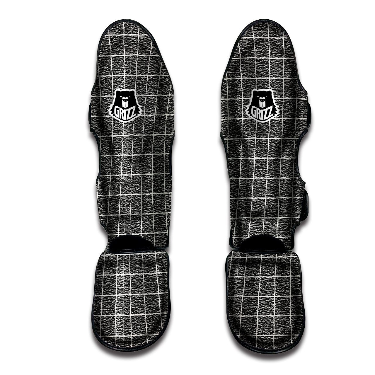 Windowpane Noisy Print Pattern Muay Thai Shin Guards-grizzshop