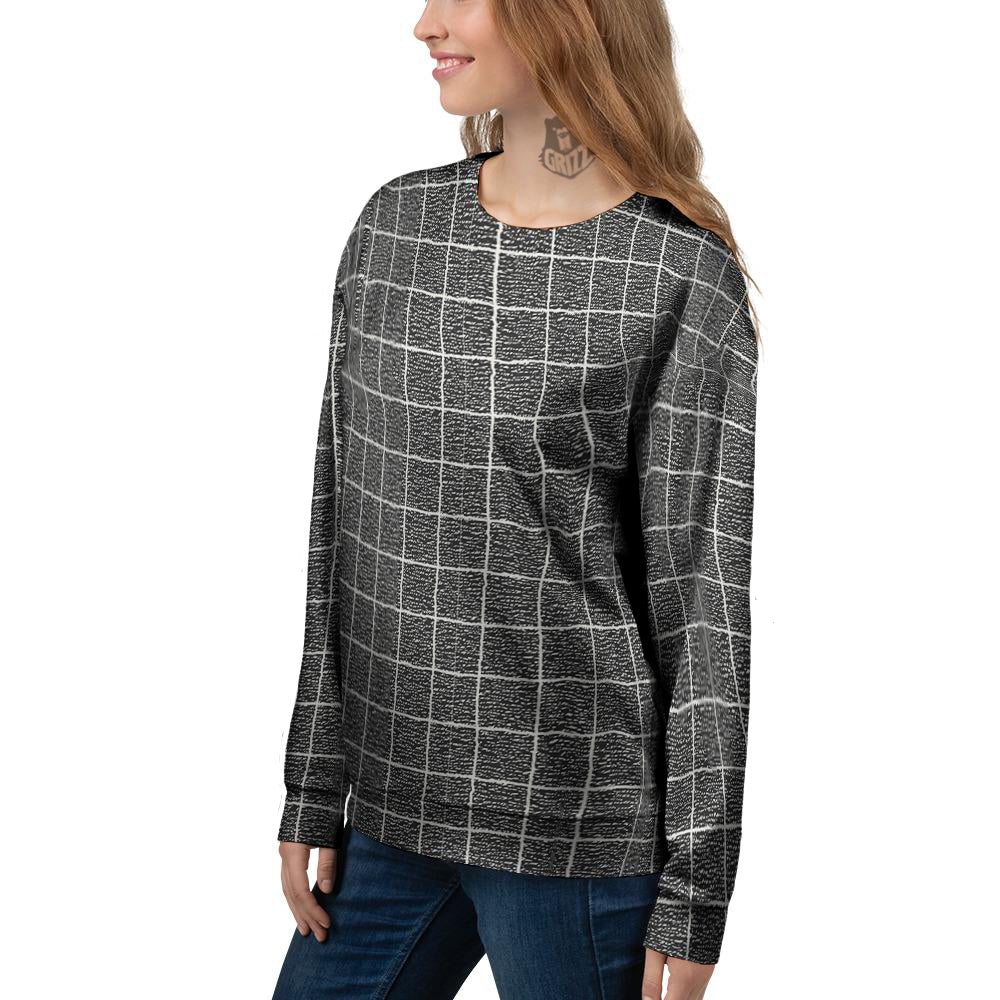 Windowpane Noisy Print Pattern Women's Sweatshirt-grizzshop
