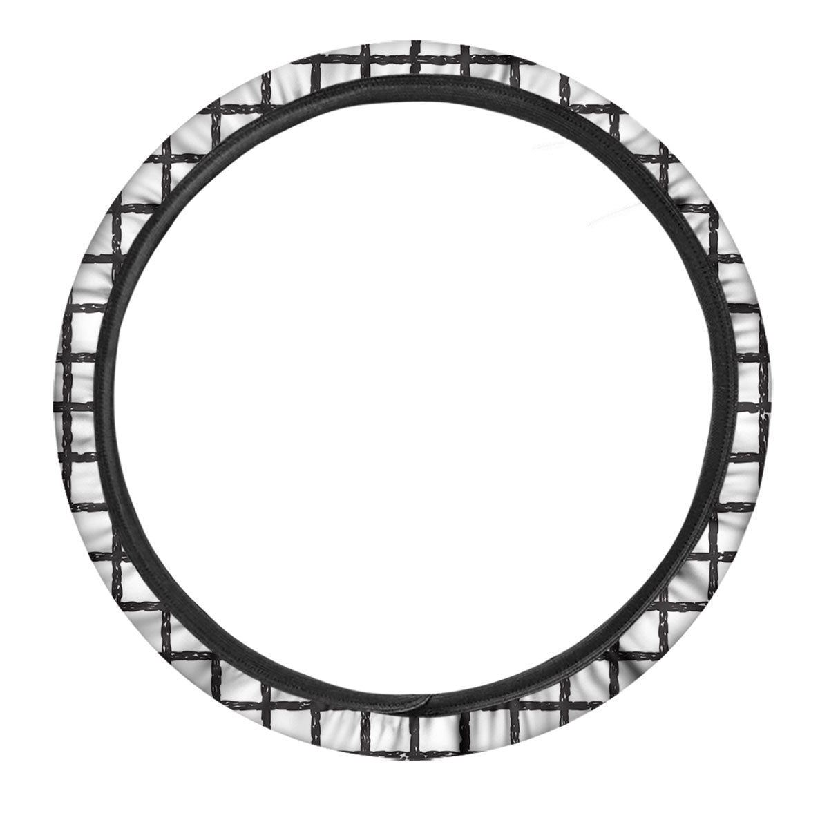 Windowpane White And Black Print Pattern Car Steering Wheel Cover-grizzshop