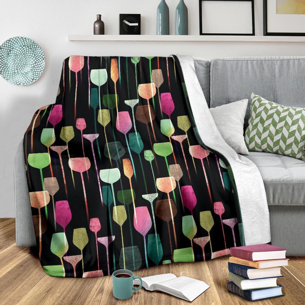 Wine Glass Pattern Print Blanket-grizzshop