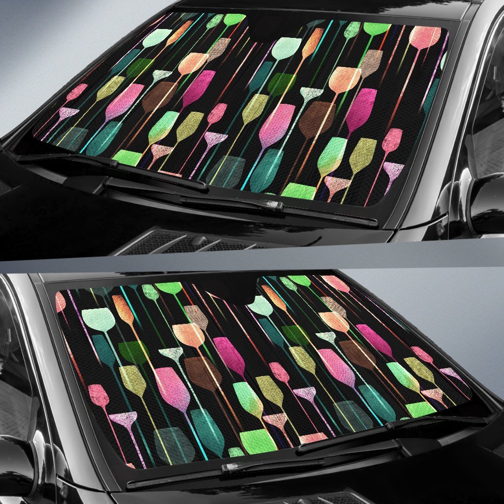 Wine Glass Pattern Print Car Sun Shade-grizzshop