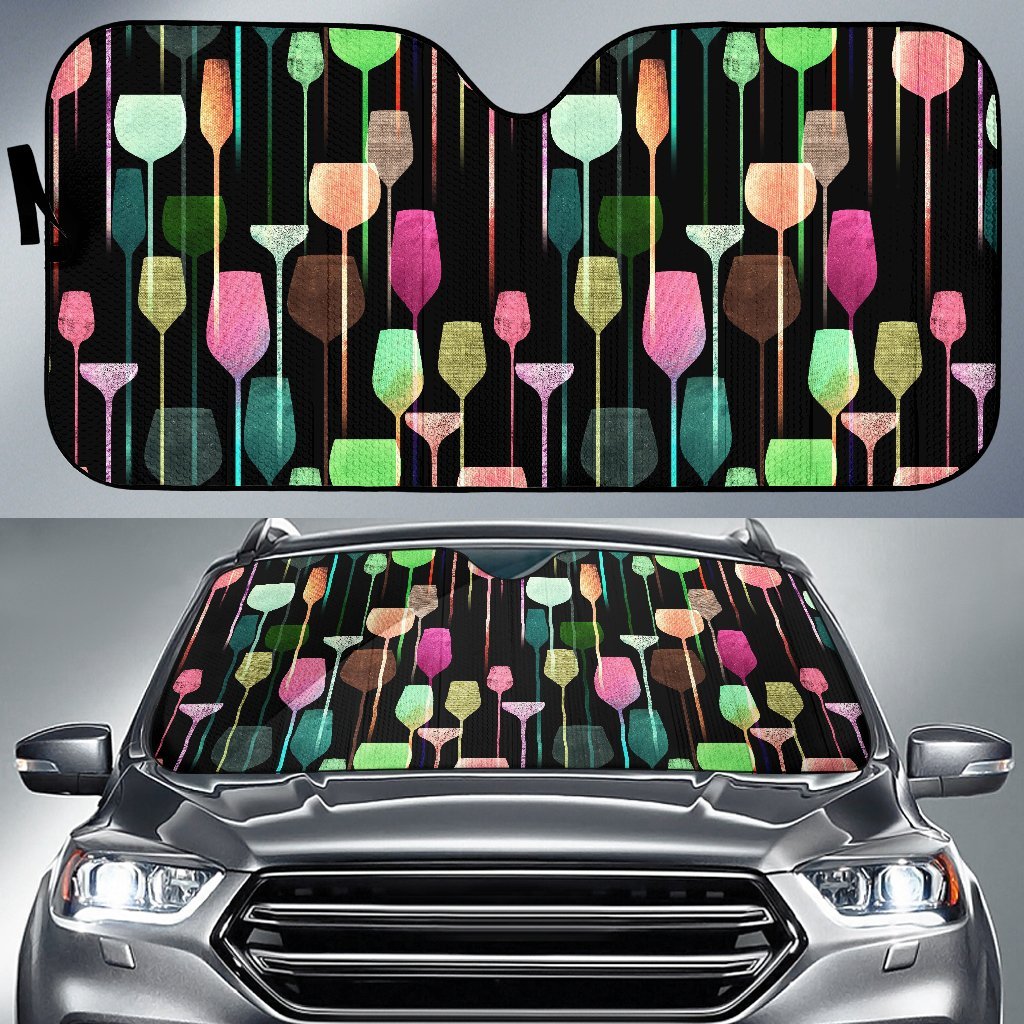 Wine Glass Pattern Print Car Sun Shade-grizzshop